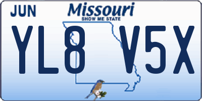 MO license plate YL8V5X