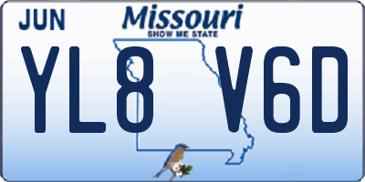 MO license plate YL8V6D