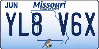 MO license plate YL8V6X