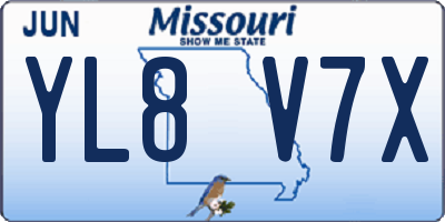 MO license plate YL8V7X