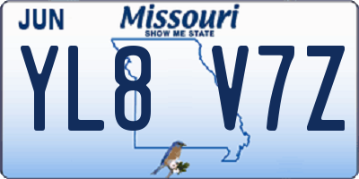 MO license plate YL8V7Z