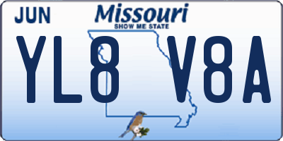 MO license plate YL8V8A