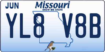 MO license plate YL8V8B