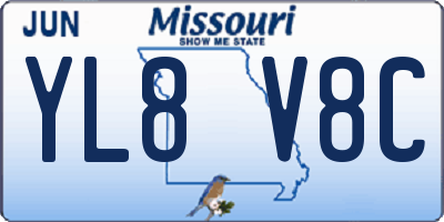MO license plate YL8V8C