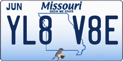 MO license plate YL8V8E