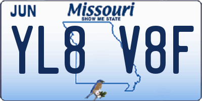 MO license plate YL8V8F