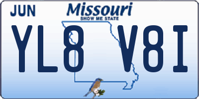 MO license plate YL8V8I