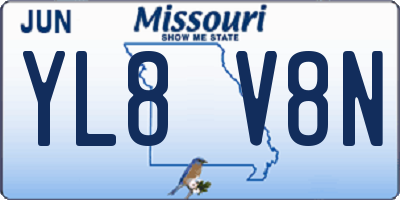 MO license plate YL8V8N