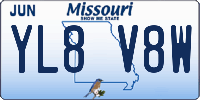 MO license plate YL8V8W