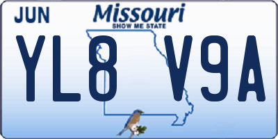 MO license plate YL8V9A