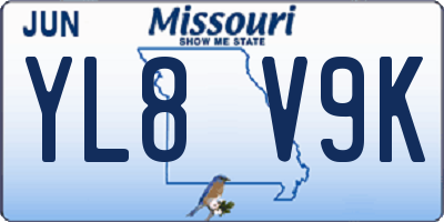 MO license plate YL8V9K