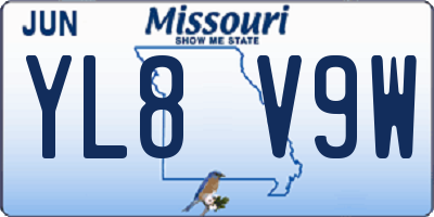 MO license plate YL8V9W
