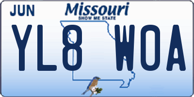 MO license plate YL8W0A