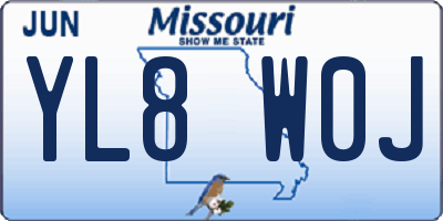 MO license plate YL8W0J