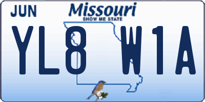MO license plate YL8W1A