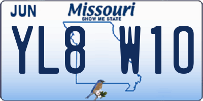 MO license plate YL8W1O