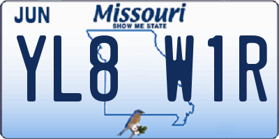 MO license plate YL8W1R