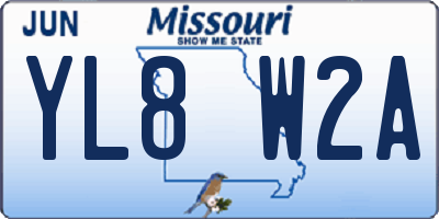 MO license plate YL8W2A