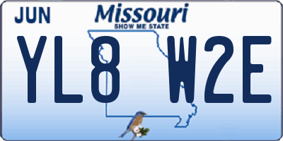 MO license plate YL8W2E