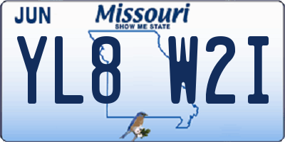 MO license plate YL8W2I