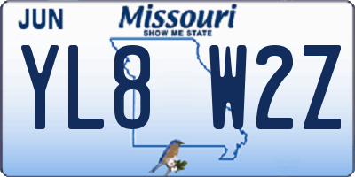 MO license plate YL8W2Z