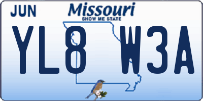 MO license plate YL8W3A