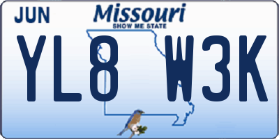 MO license plate YL8W3K