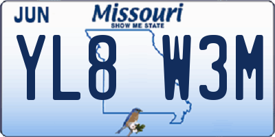 MO license plate YL8W3M