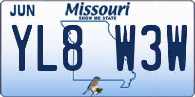 MO license plate YL8W3W