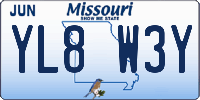 MO license plate YL8W3Y