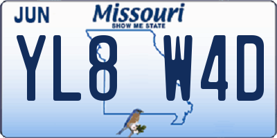 MO license plate YL8W4D