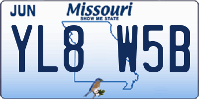 MO license plate YL8W5B