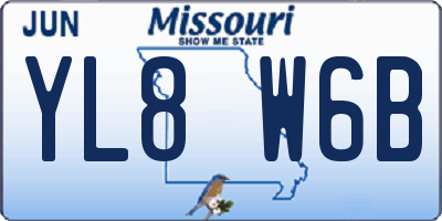MO license plate YL8W6B