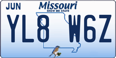 MO license plate YL8W6Z