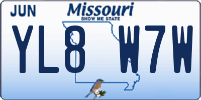 MO license plate YL8W7W