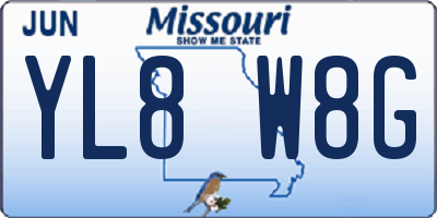 MO license plate YL8W8G