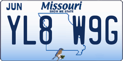 MO license plate YL8W9G