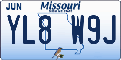 MO license plate YL8W9J