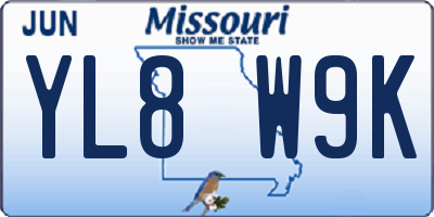 MO license plate YL8W9K