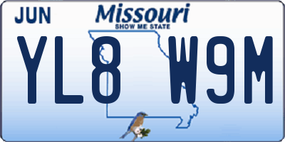 MO license plate YL8W9M