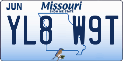 MO license plate YL8W9T