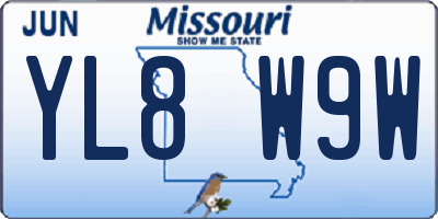 MO license plate YL8W9W
