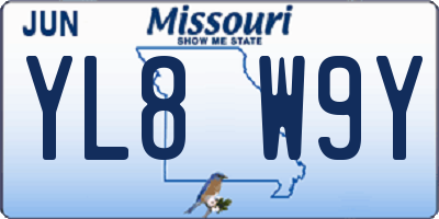 MO license plate YL8W9Y