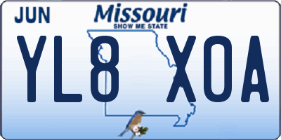 MO license plate YL8X0A
