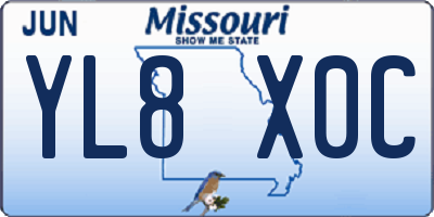 MO license plate YL8X0C