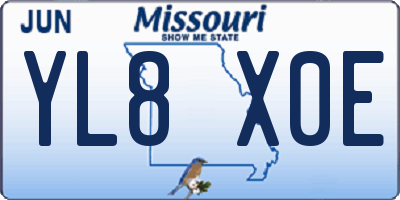 MO license plate YL8X0E