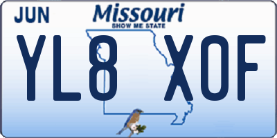 MO license plate YL8X0F