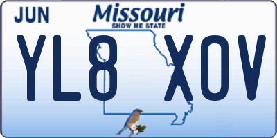 MO license plate YL8X0V