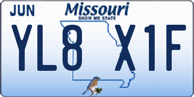 MO license plate YL8X1F