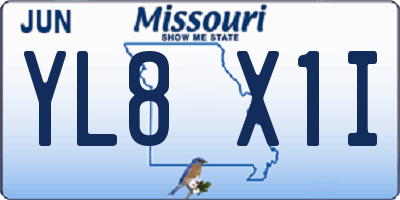 MO license plate YL8X1I